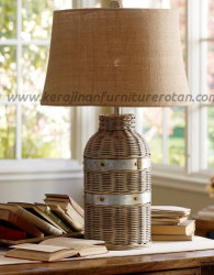 Lampu meja rotan minimalis botol furniture rotan minimalis