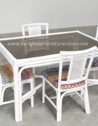 Set meja makan rotan minimalis export furniture rotan minimalis putih