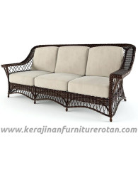 Furniture rotan export sofa rotan retro klasik coklat