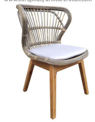 Furniture rotan export kursi makan rotan white minimalis
