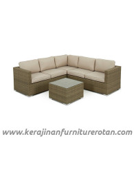 Furniture rotan export set sofa tamu rotan santai modern coklat