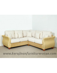 Furniture rotan export sofa sudut rotan klasik santai putih